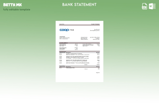 Модерен стил Шаблон за збор за извод од банка на Estonia Coop Pank